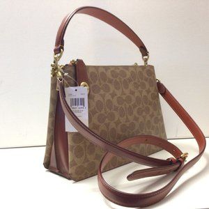 NWT Coach Pebble Leather Turnlock Clasp Double Zip Crossbody Bag